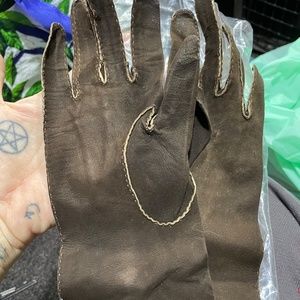 VINTAGE kidskin (leather) gloves, brown, women's size 6.75 - Saks Fifth Avenue